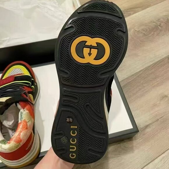 NIB Authentic GUCCI Ultrapace Mid-Top Reflective Logo Distressed Floral Sneaker - Picture 4 of 4